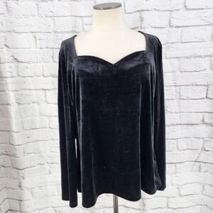 Black Velvet Regency Top Whimsigoth Dark Fairy Romance Glam Sweetheart XXL 2XL